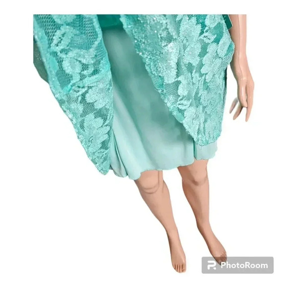 B.Smart Size 5 Mint Green Lace Overllay Fit Short Formal Evening Prom Dress - Picture 9 of 16